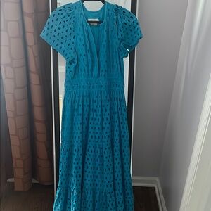 EUC Anthropologie Blue Eyelet Midi Dress
